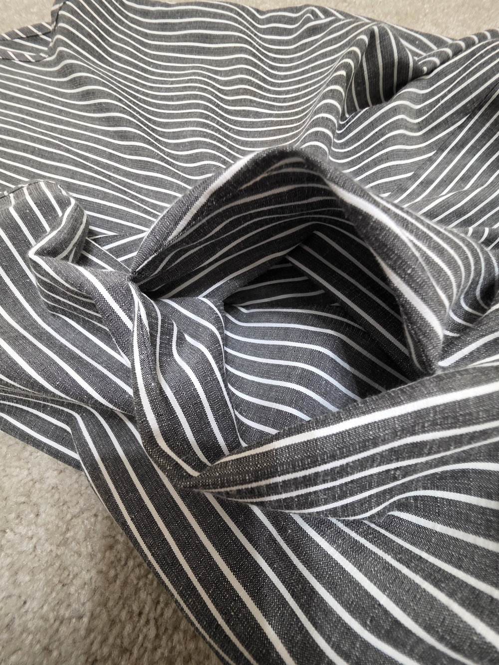 Patrizia Luca Cotton Gray & White Striped Sleeveless Midi Dress Size M - Picture 10 of 11